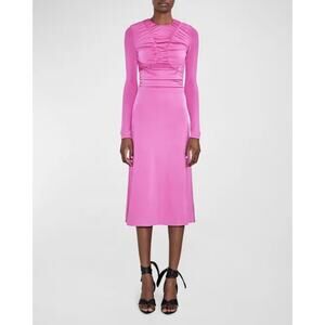 Et Ochs Keasha Magenta Stretch Ruched Jersey Midi Dress Women’s Size 6